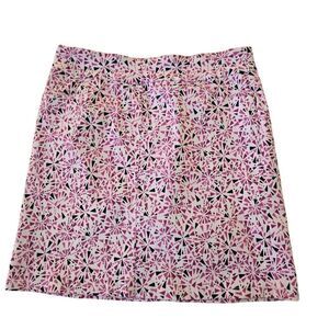 Slim-Sation Womens Geometric Stretch Pull-on Athletic Golf Skort Pink White Sz 8